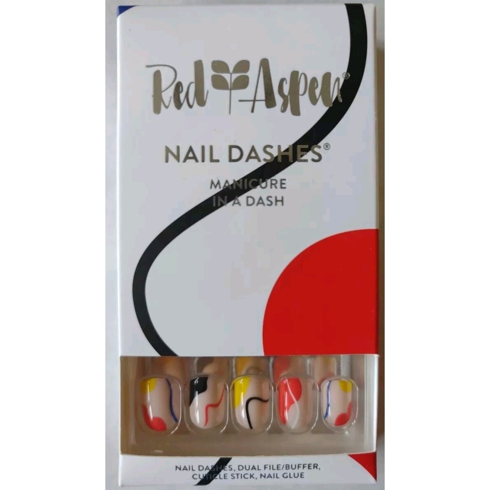 Red Aspen Nail Dashes- Abstract Distractions NEW Short Nails Pop on Manicure